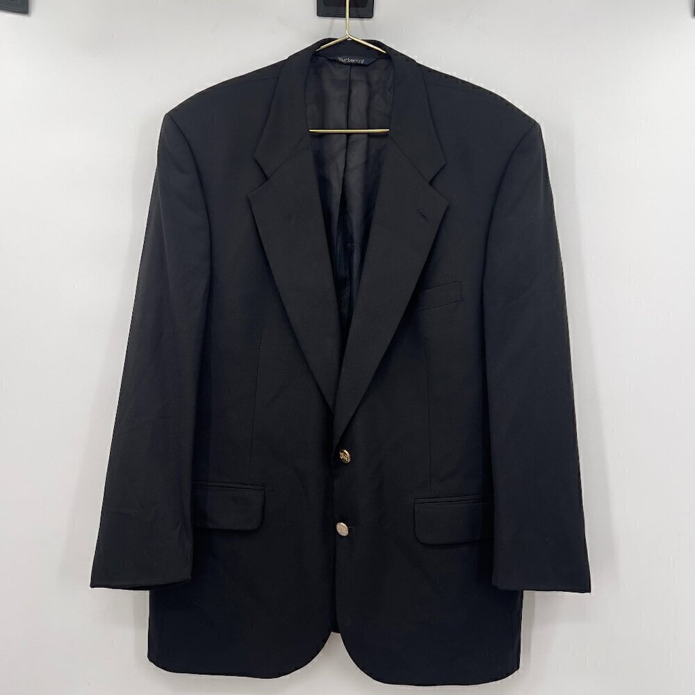 Burberrys' Mens Vintage Super 100s Wool Black Jacket Designer Luxury